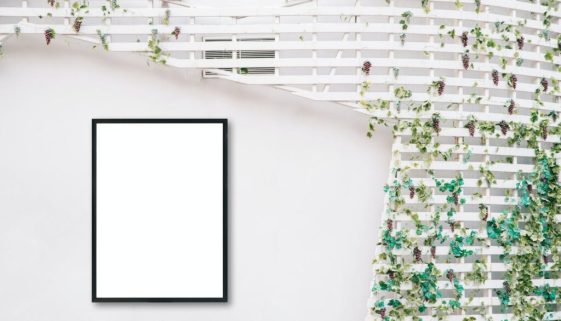 black picture frame on white wall